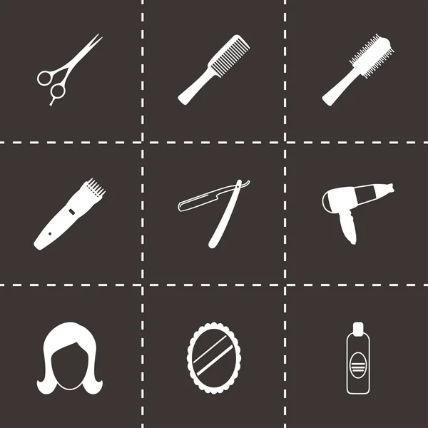 Ensemble d'icônes de coiffeur noir vectoriel — Image vectorielle