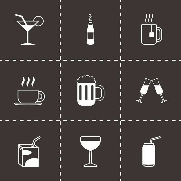 Conjunto de iconos de vectores de bebidas negras — Archivo Imágenes Vectoriales