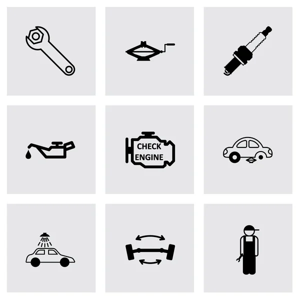 Vector black car service icons set Stock Vector