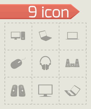 siyah vektör bilgisayar simgeler kümesi