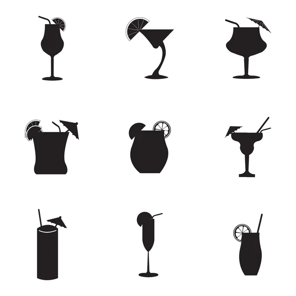 Conjunto de iconos de vectores de bebidas negras — Vector de stock