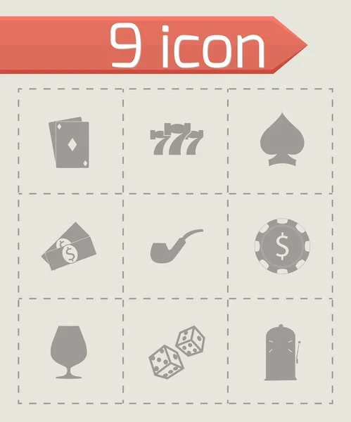 Vector black casino icons set — Stock Vector