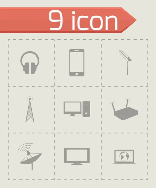 Vector black communication icons set — Stock Vector