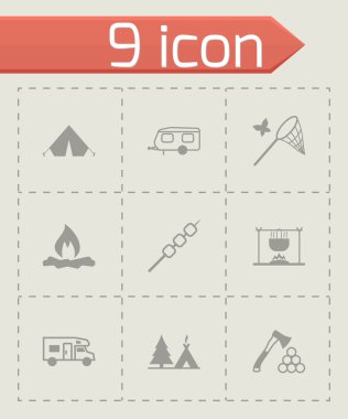 kamp siyah vektör simgeler kümesi