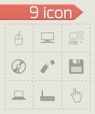 siyah vektör bilgisayar simgeler kümesi