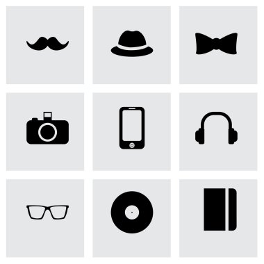 siyah vektör hipster simgeler kümesi