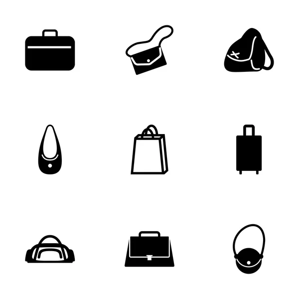 Набор значков векторной черной сумки — стоковый вектор