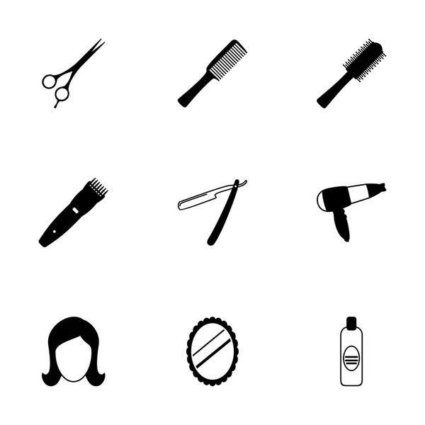 Conjunto de iconos de barbero negro vectorial — Vector de stock