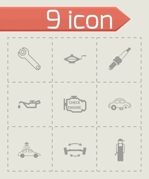 Vector black car service icons set — Stock Vector