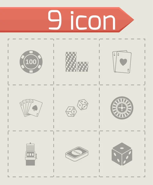 Vector black casino icons set — Stock Vector