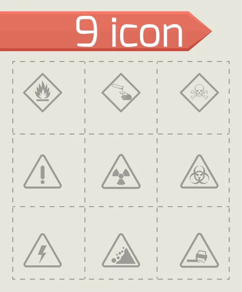 Vector black danger icons set — Stock Vector