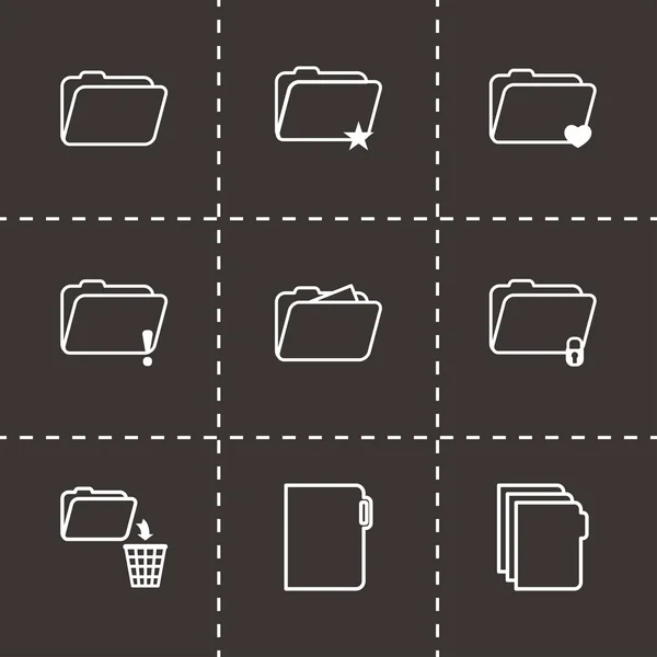 Set icone cartella nera vettoriale — Vettoriale Stock