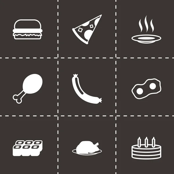 Conjunto de iconos de comida negra vectorial — Vector de stock