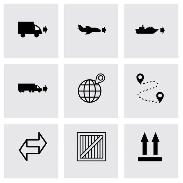 Vector black logistic icons set — Stock Vector