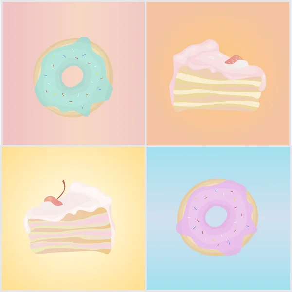 Dessert оn pastel background — Stock Vector