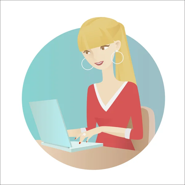 Chica en el trabajo — Vector de stock