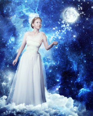 sihirli bir bayan. muhteşem bir kadın. gezegen ve evren Starry cadı hanım. Galaxy tales.