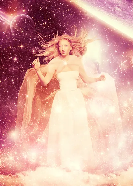 sihirli bir bayan. muhteşem bir kadın. gezegen ve evren Starry cadı hanım. Galaxy tales.
