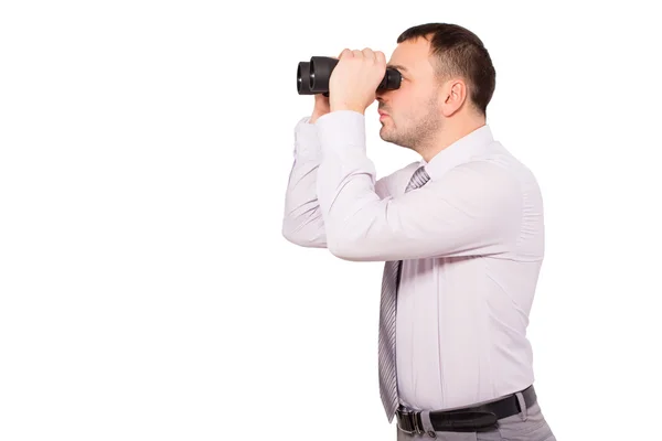 Businessman with binoculars in hand. — Stock Photo, Image