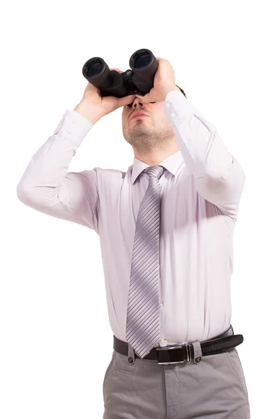 Businessman with binoculars in hand. — Stock Photo, Image