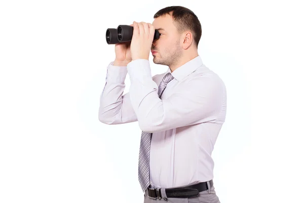 Businessman with binoculars in hand. — Stock Photo, Image