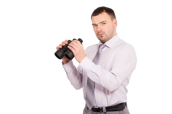 Businessman with binoculars in hand. — Stock Photo, Image