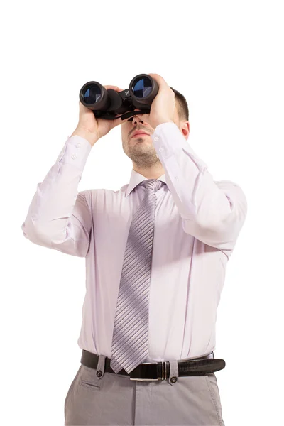 Businessman with binoculars in hand — Stock Photo, Image