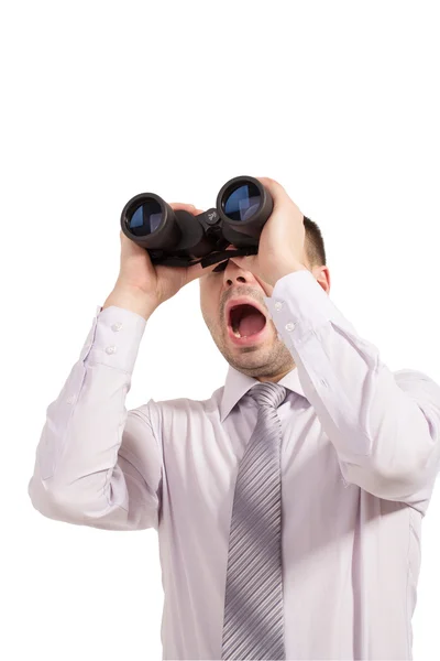 Businessman with binoculars in hand. — Stock Photo, Image