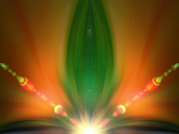 Fondo Abstracto Flor Energía Color Verde Anaranjado Concepto Esotérico Mandala — Foto de Stock