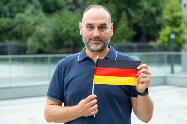 Hombre Mediana Edad Bandera Alemania — Foto de Stock