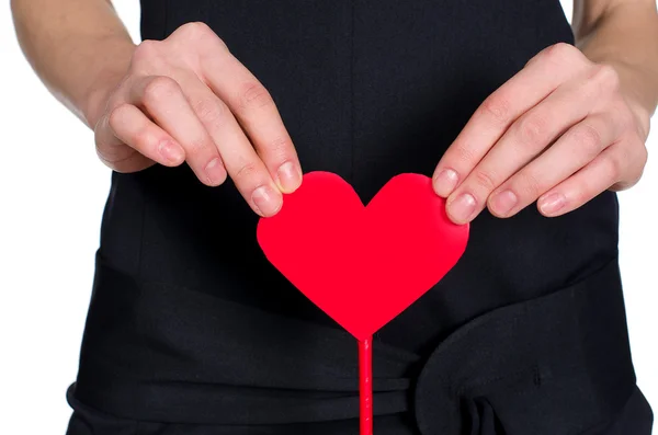 Female hands holding heart out of pape — Stock Photo, Image