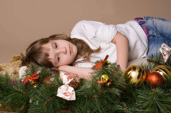 Criança em véspera de Natal — Fotografia de Stock