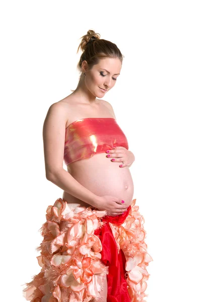 À la mode belle enceinte en jupe de luxe — Photo