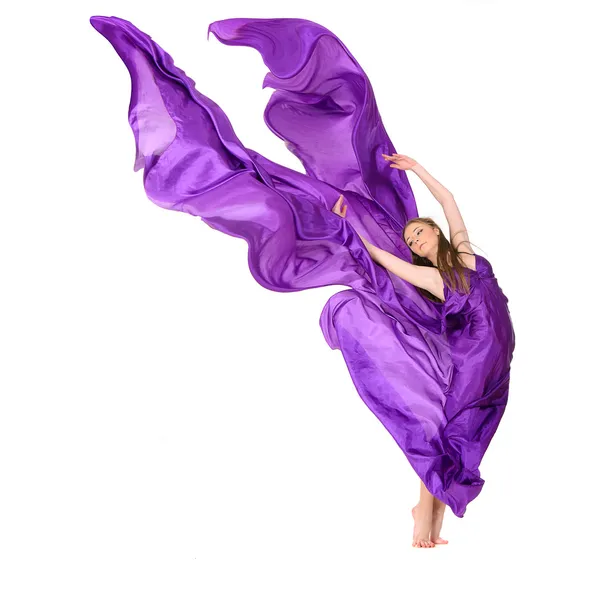 女の子のドレスを飛んでダンサー — ストック写真