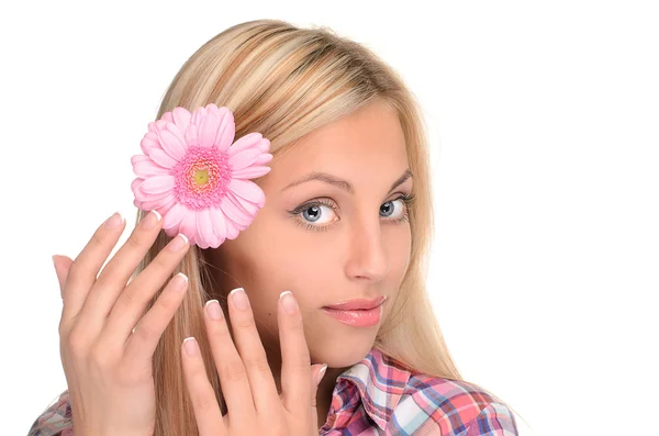 Portrait of cute girl with flower — Stock Photo, Image