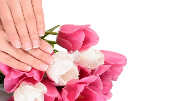 Franse manicure close up — Stockfoto