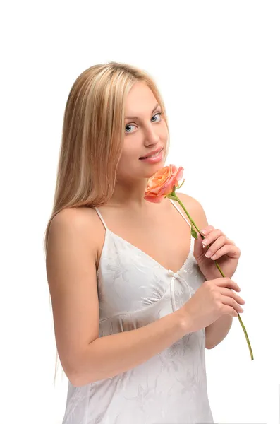 Retrato de linda chica con flor —  Fotos de Stock