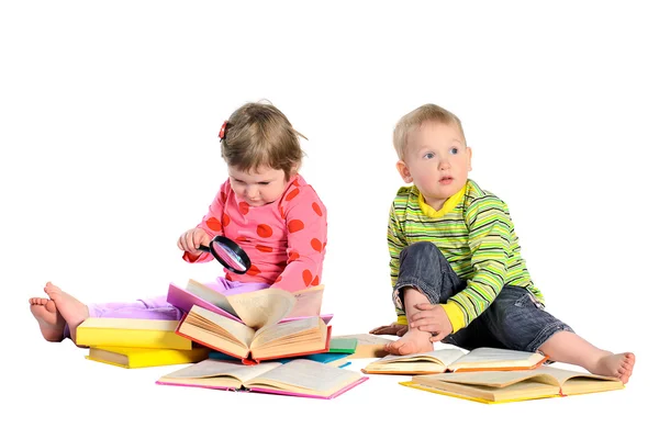 Enfants avec des livres multicolores — Photo