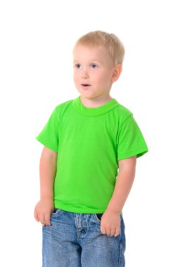 Yeşil gömlekli hoş çocuk