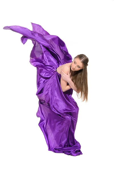 Girl dancer in flying dress — Stock Photo, Image