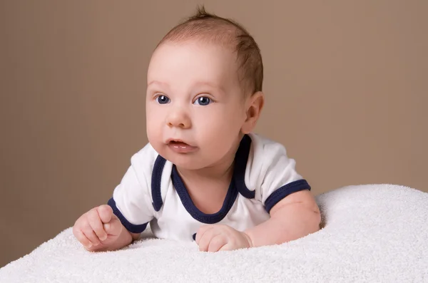 Mignon Bebe Souriant Beige Gamin Stock Photo