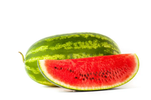 Sliced ripe watermelon isolated on white background cutout — Stock Photo, Image