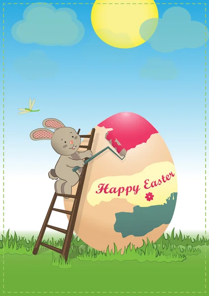 Paskalya tavşanı bir yumurta boyama