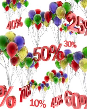 Balonlar indirimler 3D soyutlama