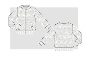 Dantelli teknik çizimden bombacı ceketi..