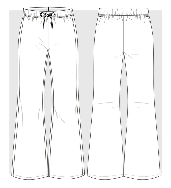 Flared Jersey Pants Technical Sketch Vector Illustration — Stockový vektor