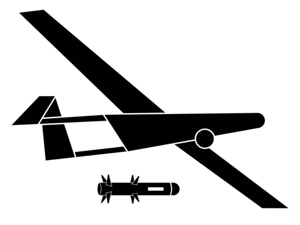 Vector silhouette bayraktar and the missle — Stock Vector