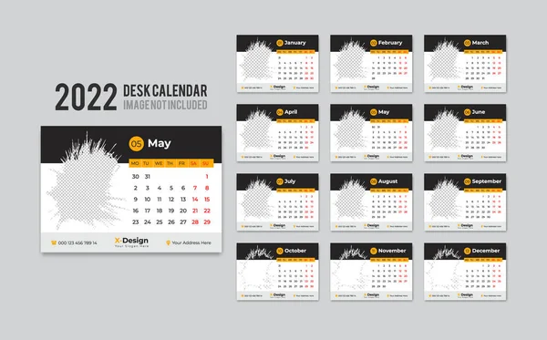 2022 Calendar Template Desk Calendar Creative Desk Calendar 2022 Set — Vettoriale Stock