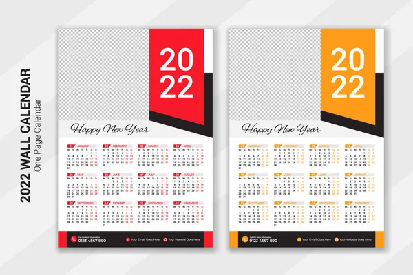 2022 Calendario Parete Calendario Scrivania Pianificatore Nuovo Anno Calendario Mensile — Vettoriale Stock