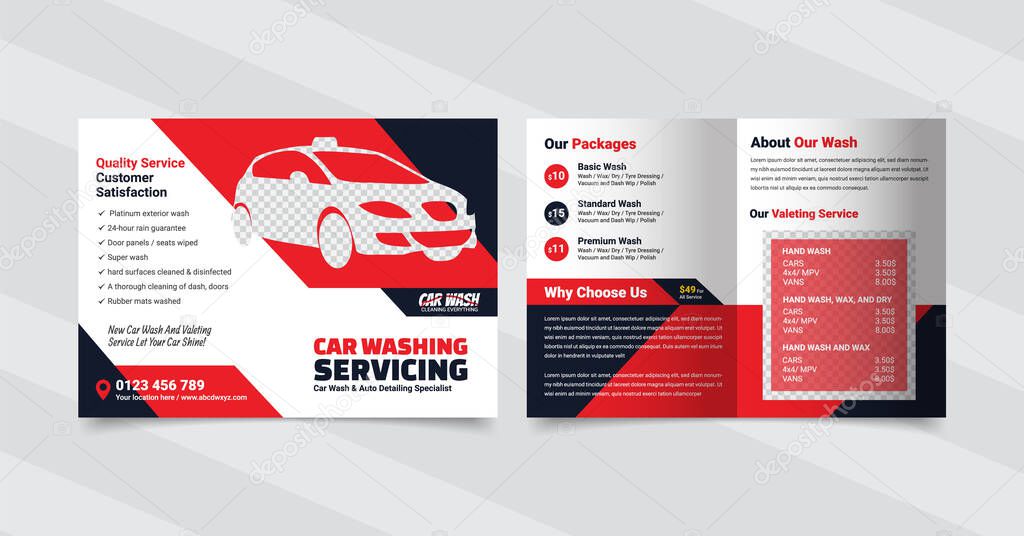 Car wash Bi-fold brochure template design